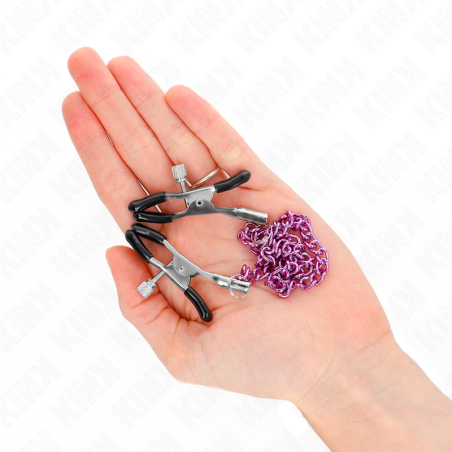 KINK - PINZAS PARA PEZONES CON CADENA VIOLETA 30 CM KINK NIPPLE GRIP