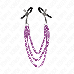 KINK - PINZAS PARA PEZONES CON TRIPLE CADENA VIOLETA 20/23/28 CM KINK NIPPLE GRIP 2