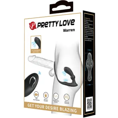 Warren Anillo & Vibrador Anal Negro - 12 Modos | Pretty Love