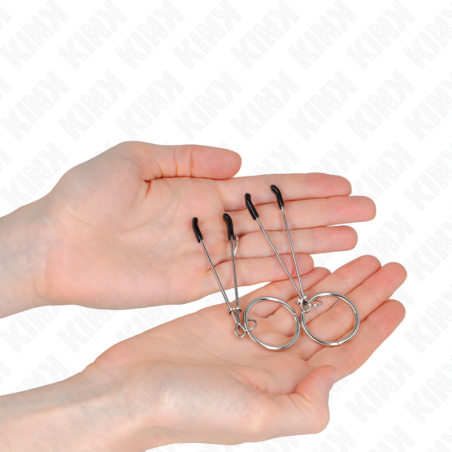 KINK - PINZAS PARA PEZONES FINA CON ARO PLATEADO 7 CM KINK NIPPLE GRIP
