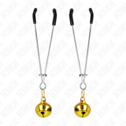 KINK - PINZAS PARA PEZONES FINA CON CASCABEL DORADO 7 CM KINK NIPPLE GRIP 2