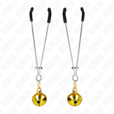KINK - PINZAS PARA PEZONES FINA CON CASCABEL DORADO 7 CM KINK NIPPLE GRIP