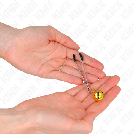 KINK - PINZAS PARA PEZONES FINA CON CASCABEL DORADO 7 CM KINK NIPPLE GRIP