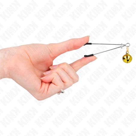 KINK - PINZAS PARA PEZONES FINA CON CASCABEL DORADO 7 CM KINK NIPPLE GRIP