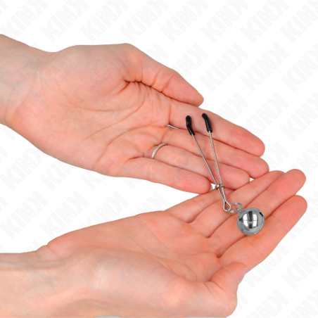 KINK - PINZAS PARA PEZONES FINA CON CASCABEL PLATEADO 7 CM KINK NIPPLE GRIP