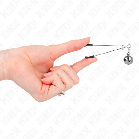 KINK - PINZAS PARA PEZONES FINA CON CASCABEL PLATEADO 7 CM KINK NIPPLE GRIP