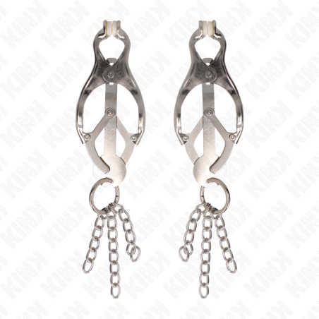KINK - PINZAS PARA PEZONES ESTILO JAPONÉS CON CADENAS PLATEADO KINK NIPPLE GRIP