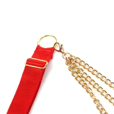 Conjunto Sujetador con Cadenas y Corazón de Malla Rojo L/XL
