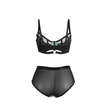 Conjunto Sujetador con Cremallera de Malla de Charol Verde
