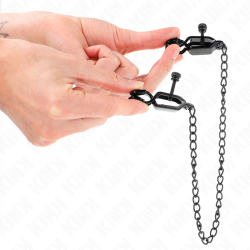 KINK - PINZAS PARA PEZONES PLANAS NEGRO CON CADENA NEGRO 30 CM KINK NIPPLE GRIP 2