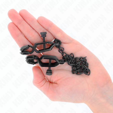 KINK - PINZAS PARA PEZONES PLANAS NEGRO CON CADENA NEGRO 30 CM KINK NIPPLE GRIP