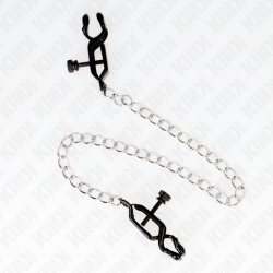 KINK - PINZAS PARA PEZONES PLANAS NEGRO CON CADENA PLATEADO 30 CM KINK NIPPLE GRIP 2