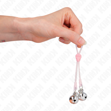 KINK - PINZAS PARA PEZONES LUMINOSAS FORMA CALABERA CON CASCABEL SONORO AJUSTABLE ROSA / PLATEADO KINK NIPPLE GRIP