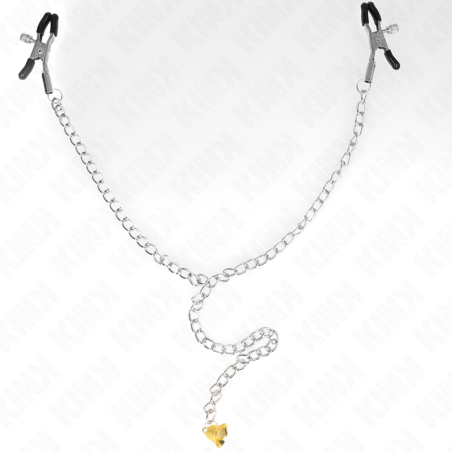 KINK - PINZAS PARA PEZONES CON CAMPANA CASCABEL DORADO Y CADENA 30 CM KINK NIPPLE GRIP