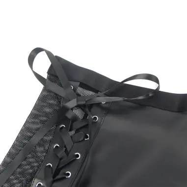 Conjunto Sujetador y Falda de Cuero Negro L/XL | Subblime