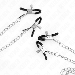 KINK - PINZAS PARA PEZONES Y CLÍTORIS 4 ENGANCHES AJUSTABLE PLATEADO KINK NIPPLE GRIP
