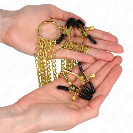 KINK - PINZAS PARA PEZONES Y CLÍTORIS 4 ENGANCHES AJUSTABLE DORADO KINK NIPPLE GRIP