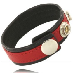 LEATHER BODY - CORREA DE CUERO AJUSTABLE PARA PENE ROJA- NEGRA LEATHER BODY