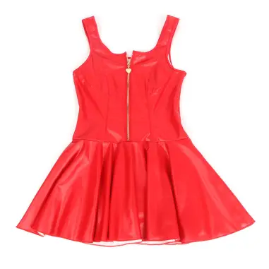 Vestido de Cuero con Cremallera de Corazón Rojo S/M