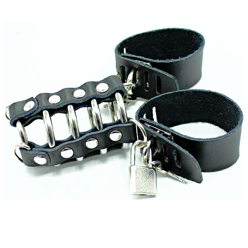 OHMAMA FETISH - JAULA PENE CON ANILLAS METALICAS Y CORREAS PIEL 