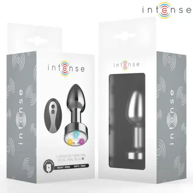 Plug Anal Talla M de Metal Vibrador con Luces LED Multicolor