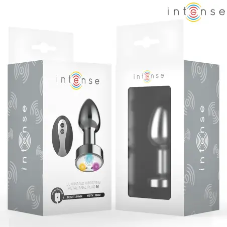 Plug Anal Talla M de Metal Vibrador con Luces LED Multicolor