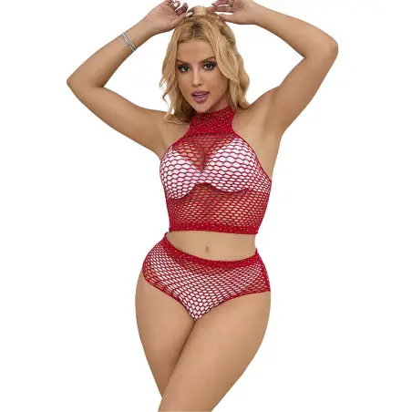 Set de Rejilla con Brillantes Rojo Talla Única | Subblime