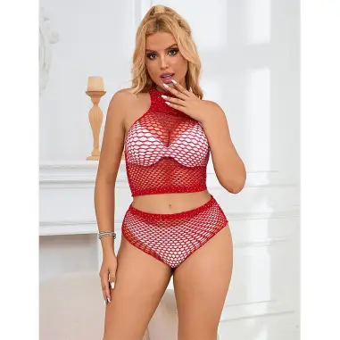 Set de Rejilla con Brillantes Rojo Talla Única | Subblime