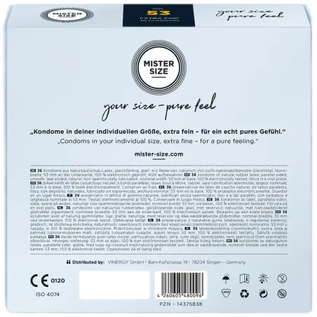 Preservativos Talla M 53 mm (36 Unidades) | Mister Size