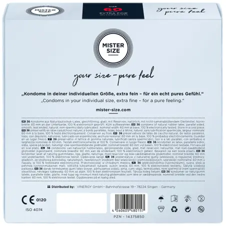 Preservativos Talla XL 60 mm (36 Unidades) | Mister Size