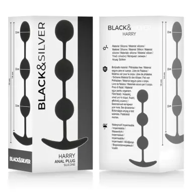 Harry Rosario Anal 3 Esferas Silicona 14 cm | Black&silver
