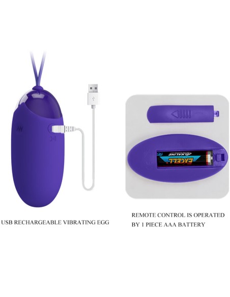 PRETTY LOVE - BERGER YOUTH HUEVO VIBRADOR CONTROL REMOTO VIOLETA 