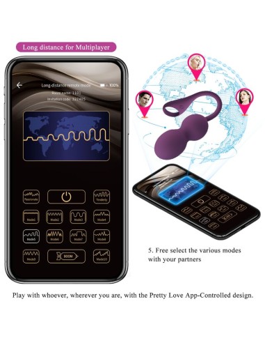 PRETTY LOVE - ELVIRA KEGEL BALLS APP CONTROL REMOTO MORADO 