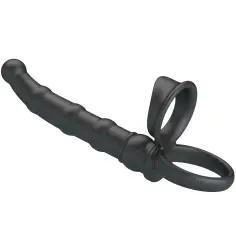 PRETTY LOVE - TATUM ANILLO VIBRADOR PENE CON PLUG 10 VIBRACIONES NEGRO 2