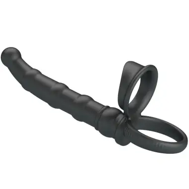 Tatum Anillo Vibrador Pene con Plug 10 Vibraciones Negro