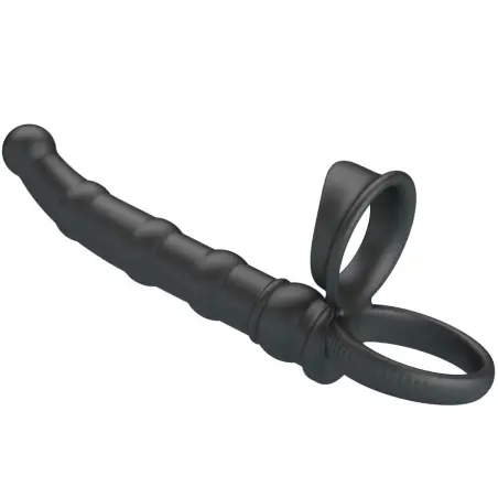 Tatum Anillo Vibrador Pene con Plug 10 Vibraciones Negro