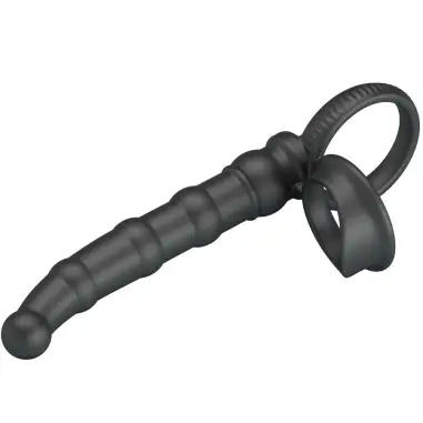 Tatum Anillo Vibrador Pene con Plug 10 Vibraciones Negro