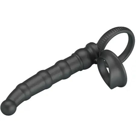 Tatum Anillo Vibrador Pene con Plug 10 Vibraciones Negro
