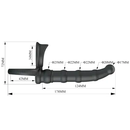 Tatum Anillo Vibrador Pene con Plug 10 Vibraciones Negro