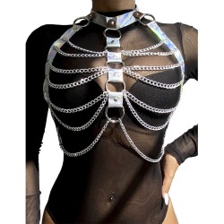 SUBBLIME - 953737 ARNÉS DE PECHO CON ANILLOS Y CADENAS PLATA TALLA ÚNICA SUBBLIME FETISH 2