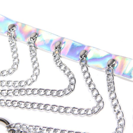 SUBBLIME - 953737 ARNÉS DE PECHO CON ANILLOS Y CADENAS PLATA TALLA ÚNICA SUBBLIME FETISH