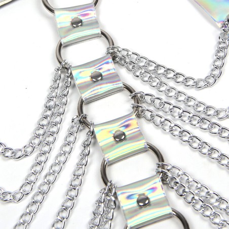 SUBBLIME - 953737 ARNÉS DE PECHO CON ANILLOS Y CADENAS PLATA TALLA ÚNICA SUBBLIME FETISH
