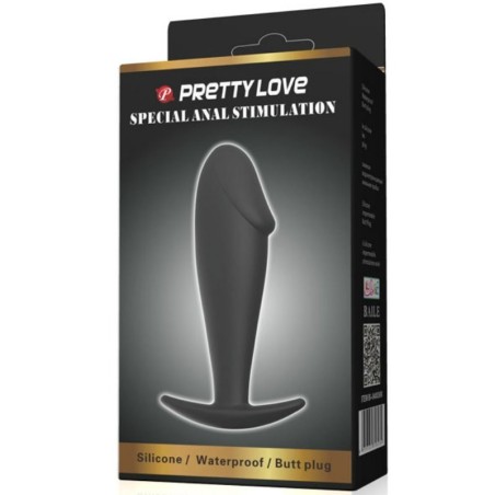 PRETTY LOVE - PLUG ANAL SILICONA FORMA PENE NEGRO PRETTY LOVE BOTTOM