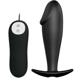 PRETTY LOVE - PLUG ANAL SILICONA FORMA PENE Y 12 MODOS VIBRACIÓN NEGRO PRETTY LOVE BOTTOM