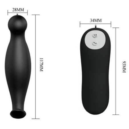 PRETTY LOVE - PLUG ANAL SILICONA 12 MODOS VIBRACIÓN NEGRO PRETTY LOVE