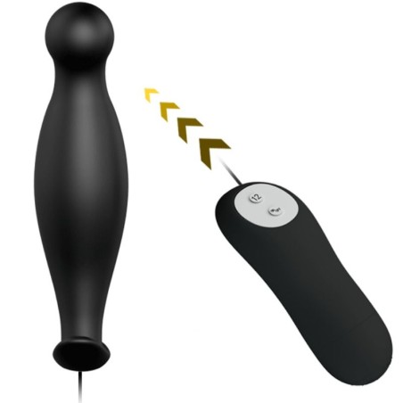 PRETTY LOVE - PLUG ANAL SILICONA 12 MODOS VIBRACIÓN NEGRO PRETTY LOVE