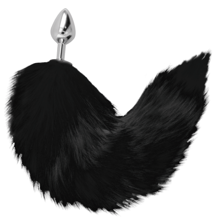 DARKNESS - PLUG ANAL SILVER 8 CM CON COLA NEGRO DARKNESS ANAL