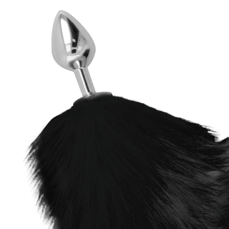 DARKNESS - PLUG ANAL SILVER 8 CM CON COLA NEGRO DARKNESS ANAL