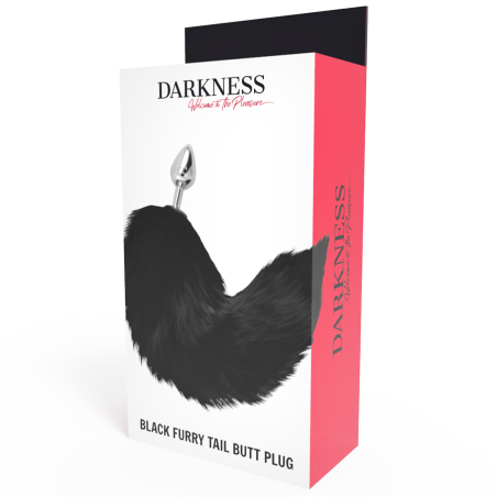 DARKNESS - PLUG ANAL SILVER 8 CM CON COLA NEGRO DARKNESS ANAL