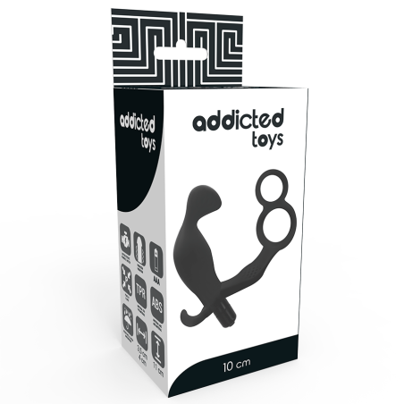 ADDICTED TOYS - PLUG ANAL CON ANILLA DOBLE PENE Y TESTÍCULOS NEGRO ADDICTED TOYS
